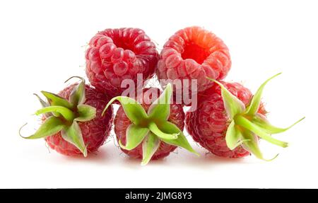 Isolated raspberry berries on a white background. Stock Photo