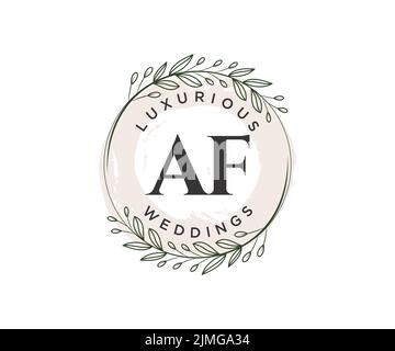 AF Initials letter Wedding monogram logos template, hand drawn modern minimalistic and floral templates for Invitation cards, Save the Date, elegant Stock Vector