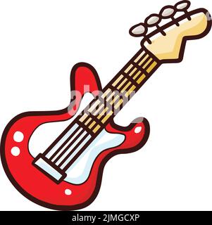 A vector of red electric guitar isolated on white background Stock Vector