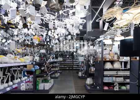 Interior of a salon selling lamps and sconces Stock Photo