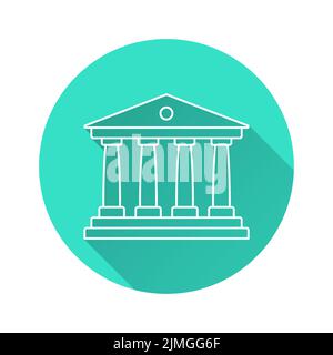 Museum icon. Simple illustration with long shadow for graphic and web design. Stock Vector