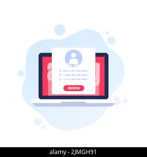 delete profile, erase account vector icon Stock Vector