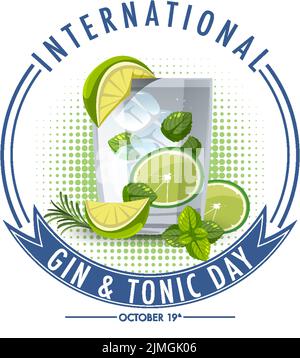 International Gin and Tonic Day Banner illustration Stock Vector