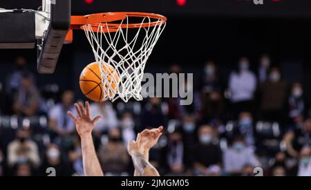 Basketball game focus on ball Stock Photo