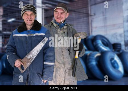 Two bad unskilled workers Stock Photo