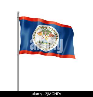Belize flag isolated on white Stock Photo