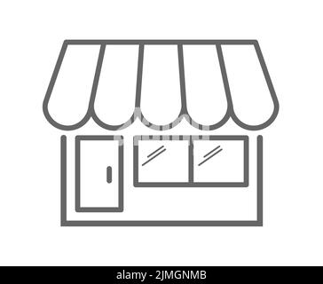 Shop. Vector icon for websites and applications. Empty outline, simple design. Stock Vector