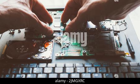 electronic engineering processor installation Stock Photo