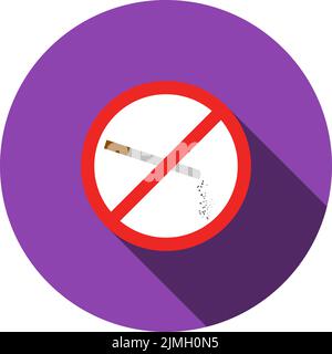 No Smoking Icon. Flat Circle Stencil Design With Long Shadow. Vector Illustration. Stock Vector