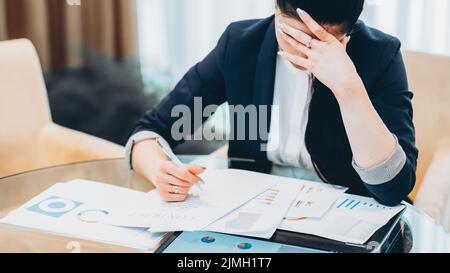 paperwork deadlines stressed business woman office Stock Photo