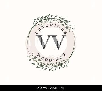 VV Initials letter Wedding monogram logos template, hand drawn modern minimalistic and floral templates for Invitation cards, Save the Date, elegant Stock Vector