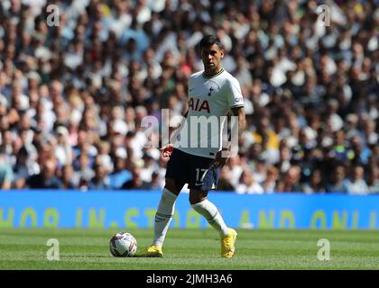 6th August 2022; Tottenham Hotspur Stadium. Tottenham, London, England; Premier League football, Tottenham versus Southampton: Cristian Romero of Tottenham Hotspur