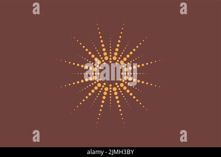 Dotted sun rays. Vintage sunburst background, logo design, Halftone effect, vector illustration isolated Stock Vector