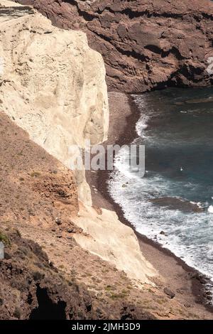 Panoramic view of cliffs and beaches in the Gata Cape Natural Park coast near San José. Almería, Andalucía, Spain. Stock Photo