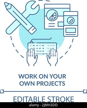 Work on your own projects turquoise concept icon Stock Vector
