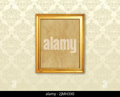 Old frame on a vintage wallpaper Stock Photo