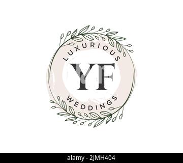 YF Initials letter Wedding monogram logos template, hand drawn modern minimalistic and floral templates for Invitation cards, Save the Date, elegant Stock Vector