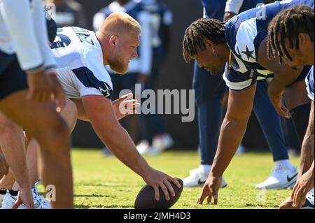 Dallas Cowboys center Tyler Biadasz (63) warms up prior to an NFL Football  game in Arlington, Texas, Sunday, Sept. 20, 2020. (AP Photo/Michael  Ainsworth Stock Photo - Alamy