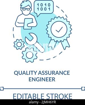Quality assurance engineer turquoise concept icon Stock Vector