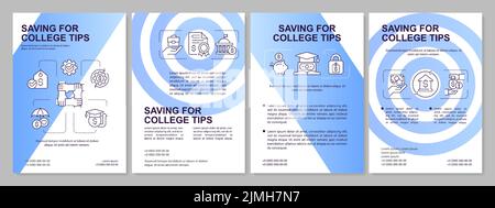 Saving finances for college tips blue brochure template Stock Vector