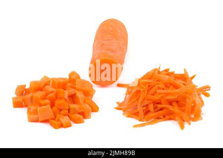 Fresh carrot with slices on a white background Stock Photo