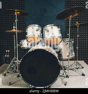 sound recording studio professional drum set Stock Photo