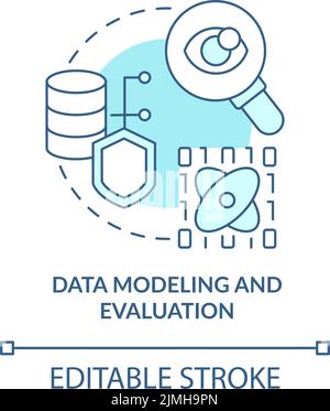 Data modeling and evaluation turquoise concept icon Stock Vector