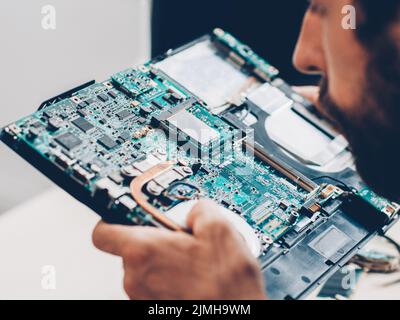 tech support computer motherboard engineer laptop Stock Photo