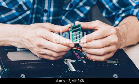 computer maintenance disassembled parts engineer Stock Photo