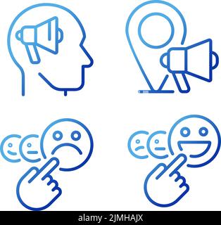 Promotion and feedback pixel perfect gradient linear vector icons set Stock Vector