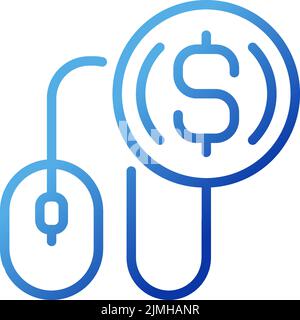 Pay per click pixel perfect gradient linear vector icon Stock Vector
