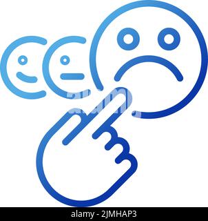 Negative feedback pixel perfect gradient linear vector icon Stock Vector