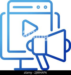 Video marketing pixel perfect gradient linear vector icon Stock Vector