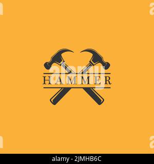 hammer building construction tools judge logo vector icon vintage Stock Vector