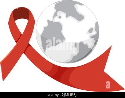 Red ribbon AIDS HIV symbol  illustration Stock Vector