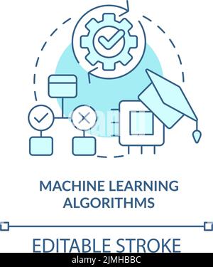 Machine learning algorithms turquoise concept icon Stock Vector