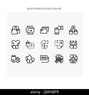 A set of Black Friday icons with a white background Stock Vector