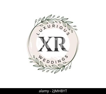 XR Initials letter Wedding monogram logos template, hand drawn modern minimalistic and floral templates for Invitation cards, Save the Date, elegant Stock Vector