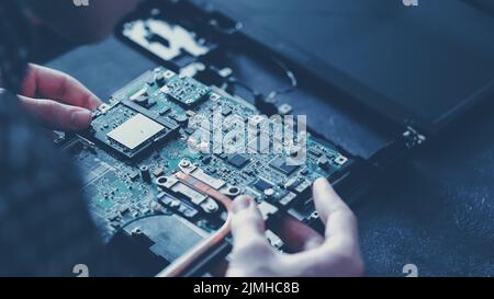 computer hardware microelectronics motherboard Stock Photo