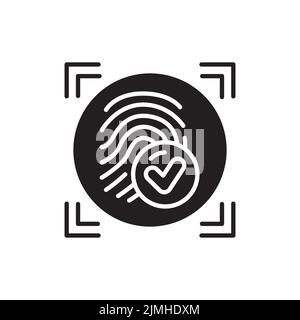 Fingerprint scan approved color line icon. ID and verifying person.  Biometric identification element. Stock Vector