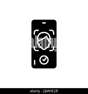Identification face on smartphone color line icon. Deep face. Stock Vector
