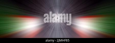 Dynamic white and red lines of light. Light from central point. Stock Photo