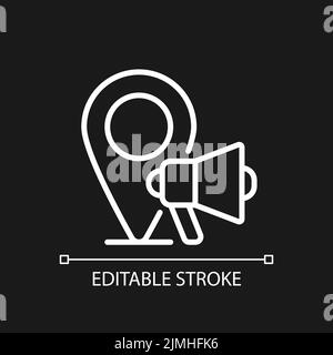 Local marketing pixel perfect white linear icon for dark theme Stock Vector