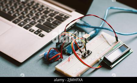 computer engineering disassembled microcontroller Stock Photo