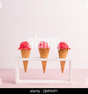 Red ice cream cones holder Stock Photo