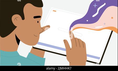 energy flow from the tablet Stock Vector