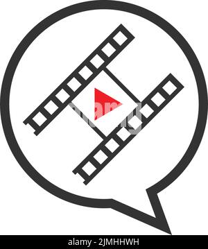 A vector flat design of filmstrip illustration icon in isolated on white background Stock Vector