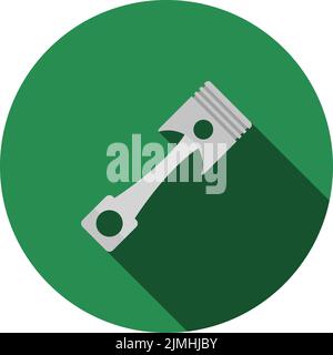 Car Motor Piston Icon. Flat Circle Stencil Design With Long Shadow. Vector Illustration. Stock Vector