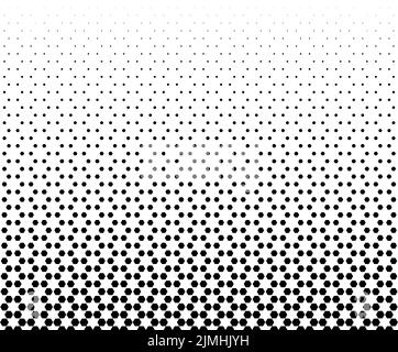 Geometric pattern of black hexagons on a white background.Seamless in one direction.Option with a average fade out. Stock Vector