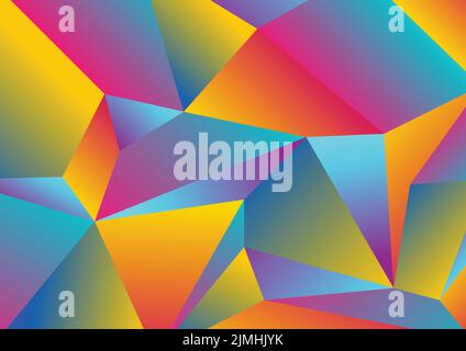 Colorful tech low poly splinters abstract background. Polygonal vector design Stock Vector